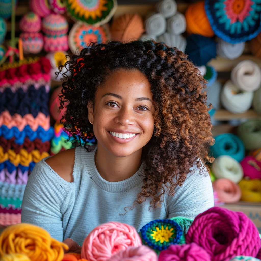 Aria Thompson - Community engagement leader fostering Knit Quirk crafting connections