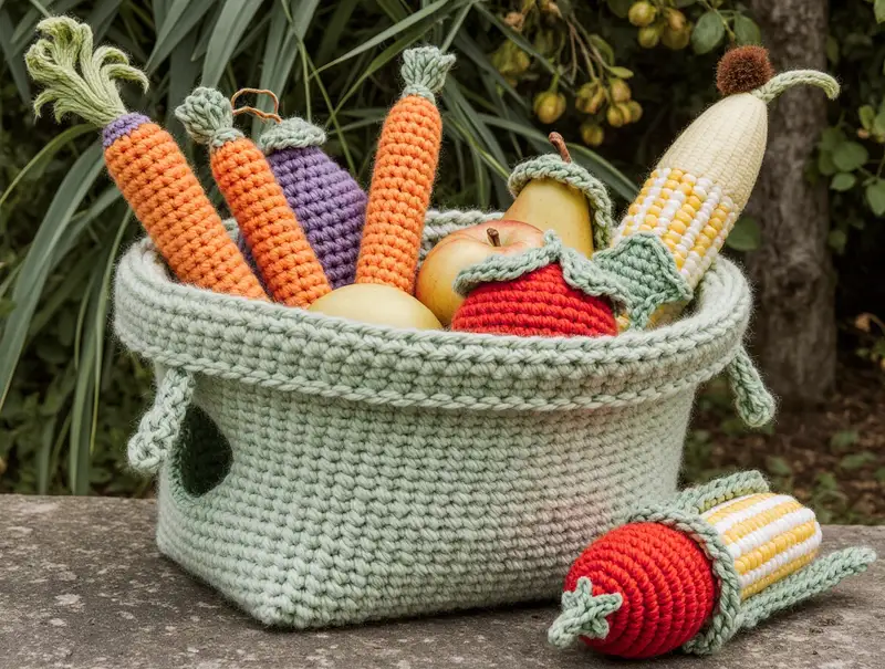 Complimentary Beginner Friendly crochet pattern: Crochet Veggies Basket Pattern - Simple to follow guide