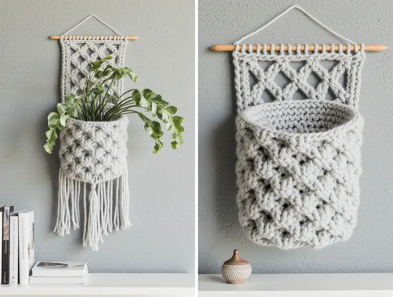 Complimentary Intermediate crochet pattern: Pocket Wall Hanging Pattern - Simple to follow guide