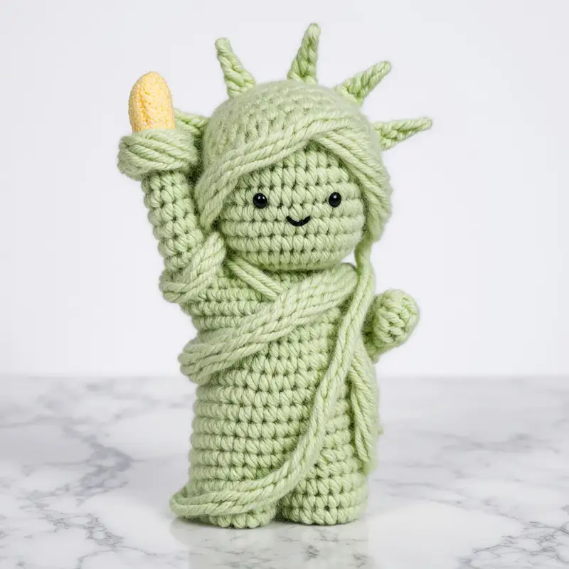 Complimentary Intermediate crochet pattern: Lady Liberty Amigurumi Pattern - Simple to follow guide