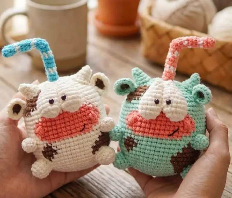Complimentary Intermediate crochet pattern: Moo Shake Cow Amigurumi Pattern - Simple to follow guide