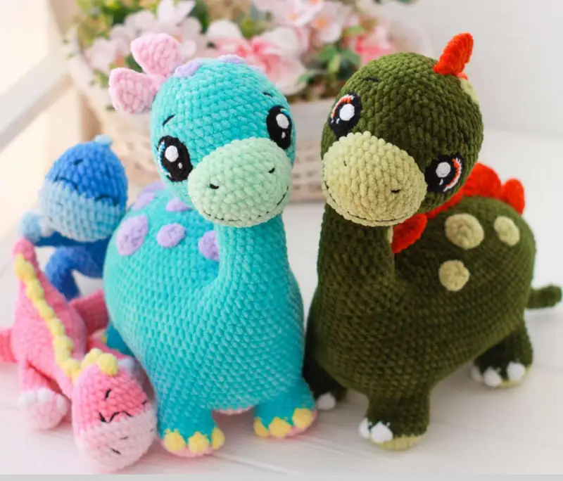 Complimentary Intermediate crochet pattern: Dino Family Amigurumi Pattern - Simple to follow guide