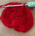 British Legion Poppy Appeal Poppies Crochet Pattern step 2 - assembly progress