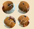 Trio Gingerbread Amigurumi Pattern step 2 - assembly progress