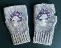 Mushroom Hand Warmers Crochet Pattern step 2 - assembly progress
