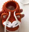 Fox Baby Booties Crochet Pattern step 2 - assembly progress