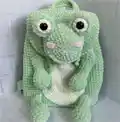 Plush Backpack Frog Crochet Pattern step 2 - assembly progress
