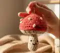Mushroom Backpack Charm Amigurumi Pattern step 1 - construction progress