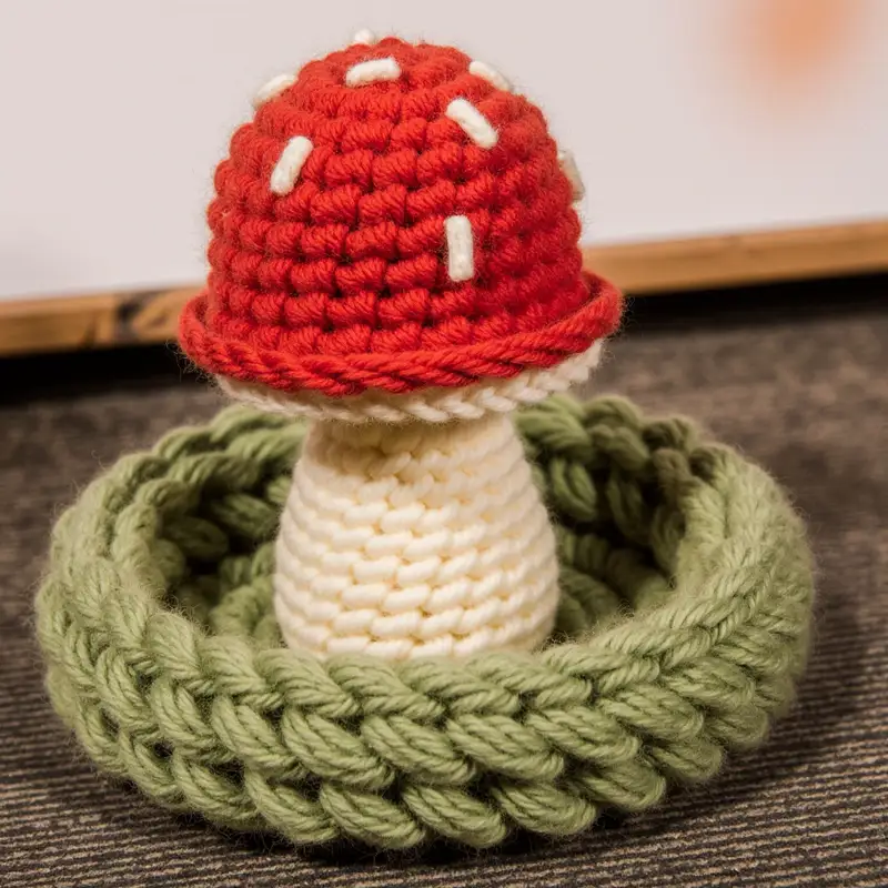 Complimentary Beginner Friendly crochet pattern: Mushroom Jewelry Holder Crochet Pattern - Simple to follow guide