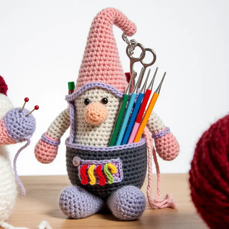 Complimentary Intermediate crochet pattern: Gnome Organizer Amigurumi Pattern - Simple to follow guide