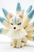 Kitsune Nine-Tailed Fox Amigurumi Pattern step 1 - construction progress