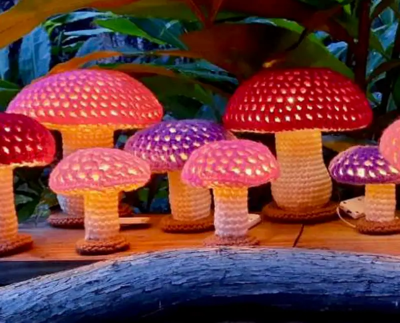 Complimentary Intermediate crochet pattern: Lighted Mushroom Collection Crochet Pattern - Simple to follow guide