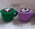 Coffee Cup Keychain Crochet Pattern step 1 - construction progress
