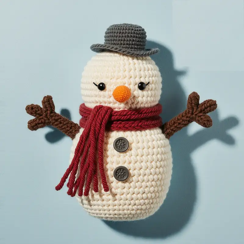 Complimentary Beginner Friendly crochet pattern: Mel the Snowman Amigurumi Pattern - Simple to follow guide