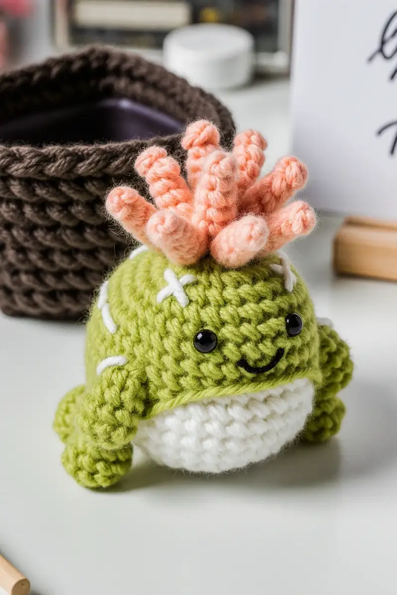 Complimentary Intermediate crochet pattern: Cactus Frog Amigurumi Pattern - Simple to follow guide