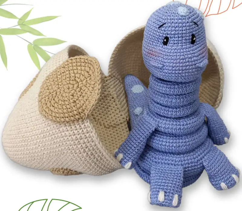 Complimentary Intermediate crochet pattern: Baby Dino Stacking Toy Amigurumi Pattern - Simple to follow guide