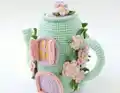 Spring Teapot House Crochet Pattern step 2 - assembly progress