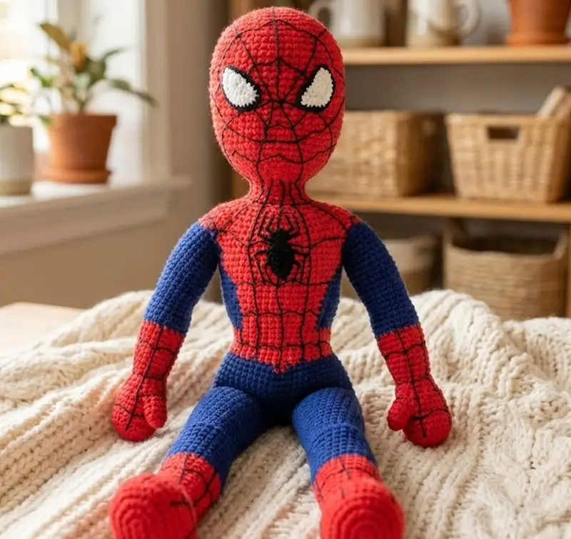 Complimentary Intermediate crochet pattern: Spiderman Amigurumi Pattern - Simple to follow guide