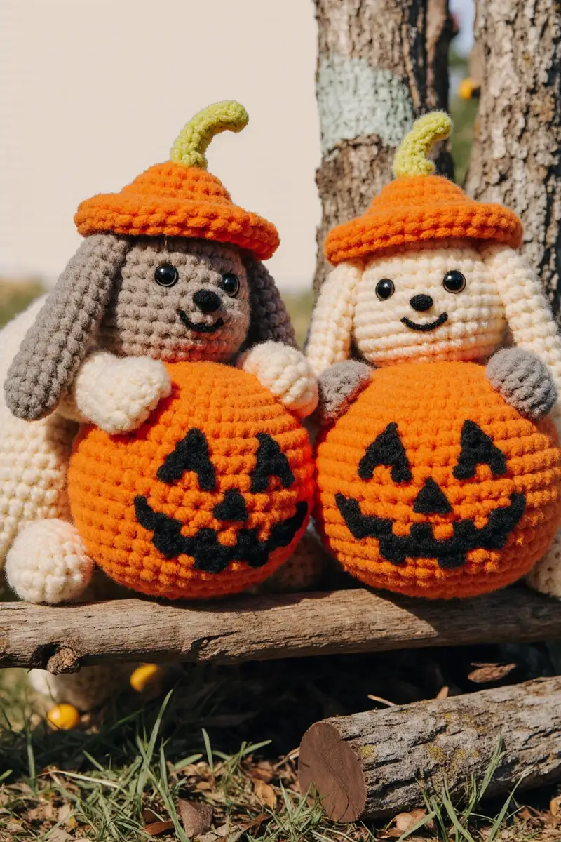 Complimentary Intermediate crochet pattern: Bunny Pumpkin Amigurumi Pattern - Simple to follow guide