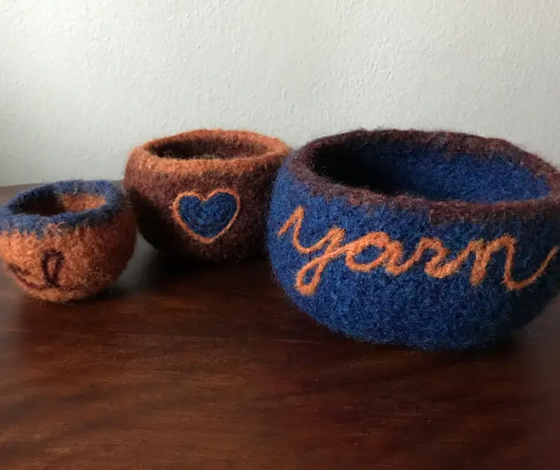 Complimentary Beginner Friendly crochet pattern: Felted Bowl Trio Crochet Pattern - Simple to follow guide