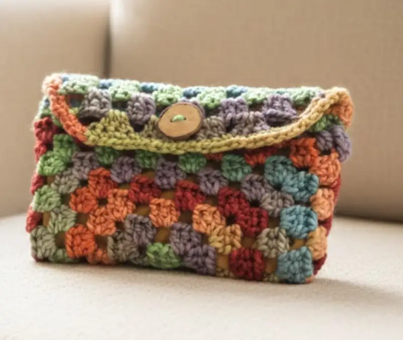 Complimentary Intermediate crochet pattern: Granny Square Clutch Pattern - Simple to follow guide