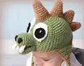 Crochet Hatimals Dinosaur Hat Pattern step 4 - final assembly and finishing