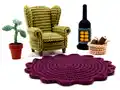 Miniature Living Room Furniture Set Crochet Pattern step 1 - construction progress