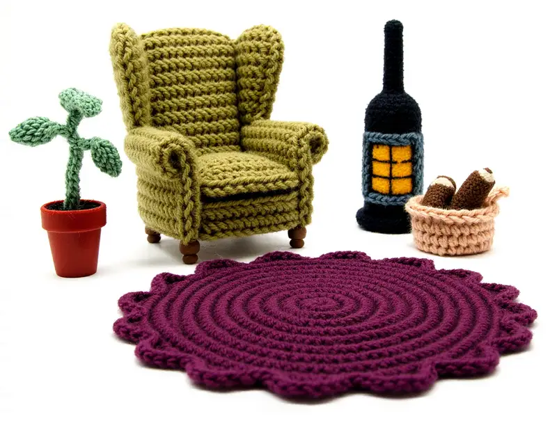 Complimentary Advanced crochet pattern: Miniature Living Room Furniture Set Crochet Pattern - Simple to follow guide