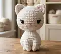 Kitty White Kitten Amigurumi Pattern step 1 - construction progress