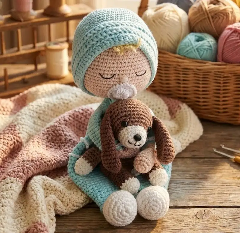 Complimentary Intermediate crochet pattern: Baby Security Blanket with Puppy Amigurumi Pattern - Simple to follow guide