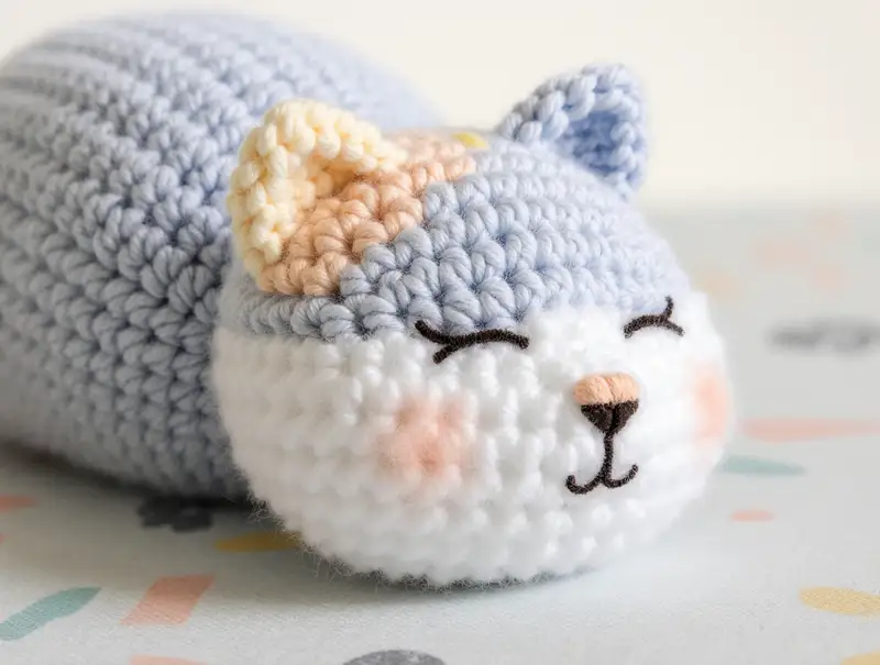 Complimentary Beginner Friendly crochet pattern: MarshmallowKittie Sleeping Cat Amigurumi Pattern - Simple to follow guide