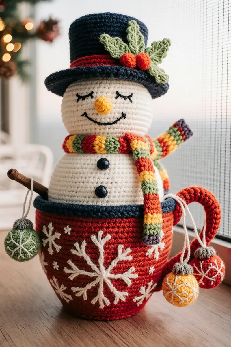 Complimentary Advanced crochet pattern: Snowman Mug Amigurumi Pattern - Simple to follow guide