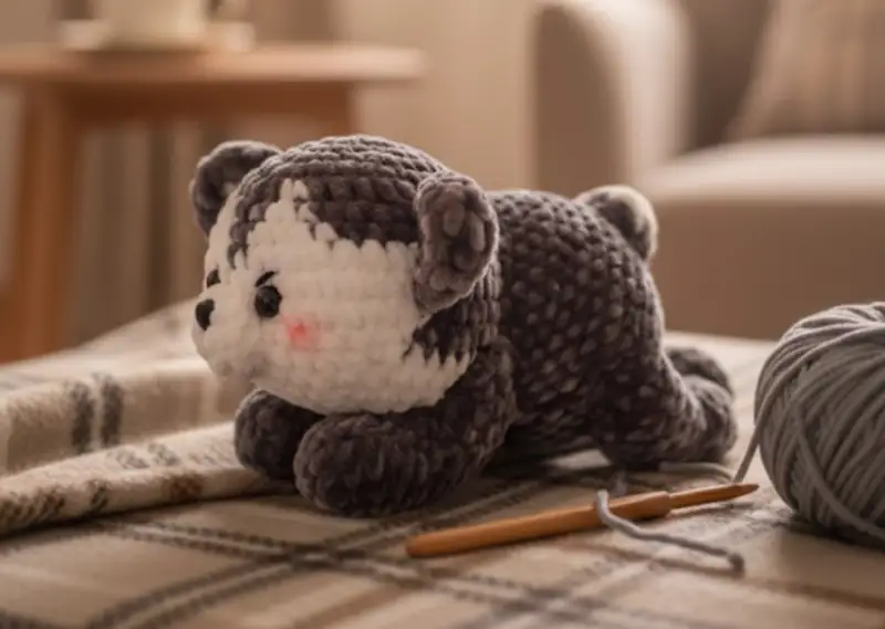Complimentary Intermediate crochet pattern: Little Husky Dog Amigurumi Pattern - Simple to follow guide