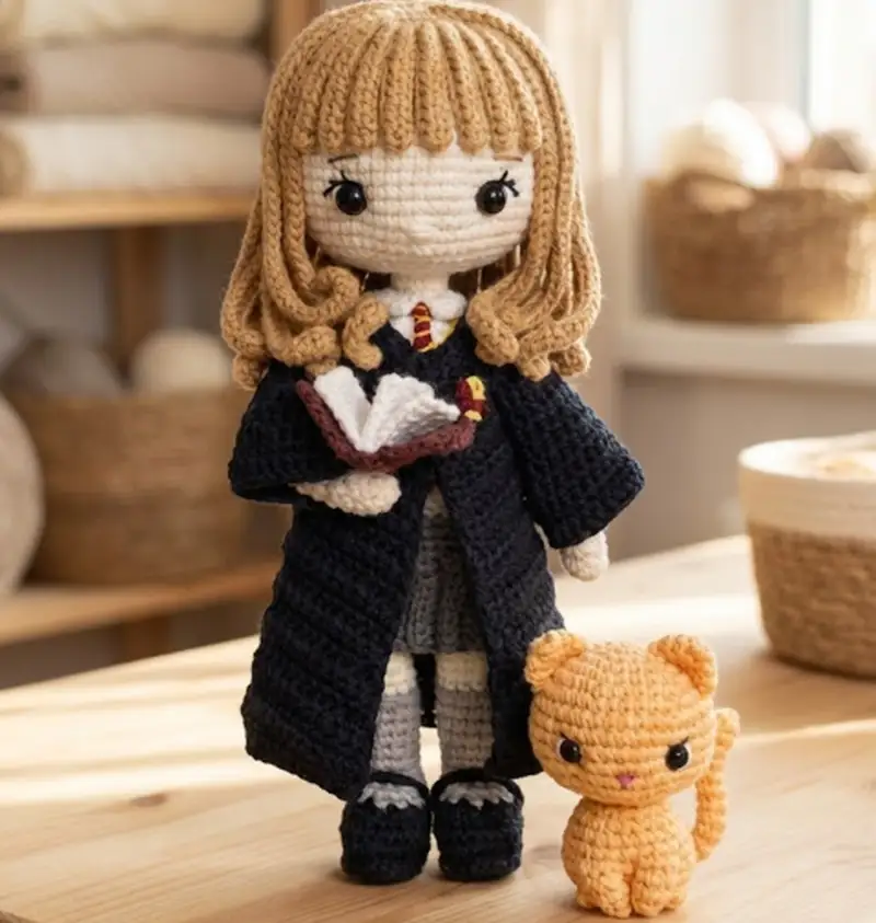 Complimentary Advanced crochet pattern: Hermione Granger Witch Girl Amigurumi Pattern - Simple to follow guide