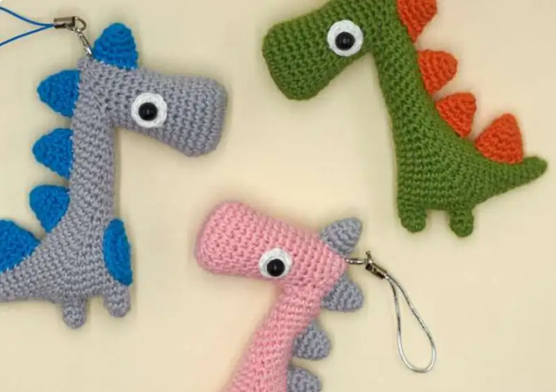 Complimentary Intermediate crochet pattern: Dino's Family Keychain Amigurumi Pattern - Simple to follow guide
