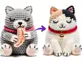 Reversible Cat Amigurumi Pattern step 1 - construction progress