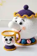 Mrs. Potts & Chip Amigurumi Pattern step 1 - construction progress