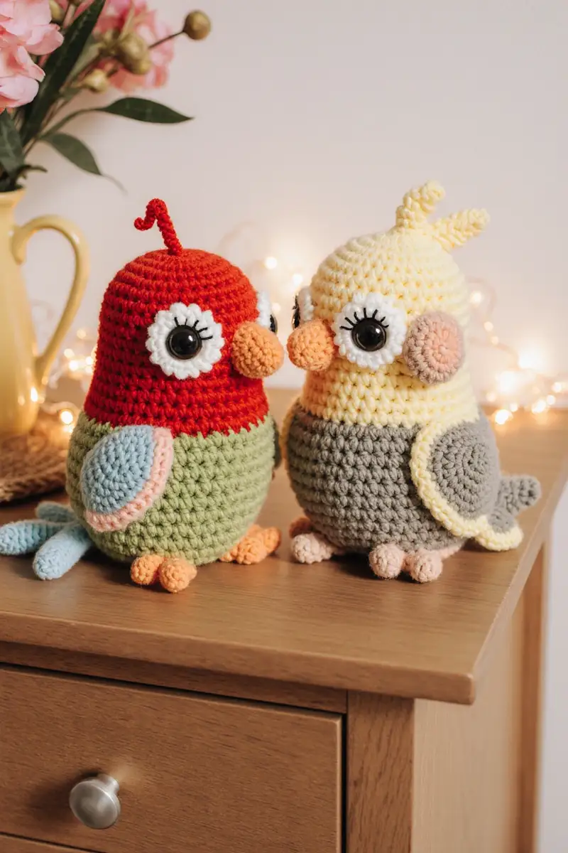 Complimentary Intermediate crochet pattern: Lovebird and Parrot Amigurumi Pattern - Simple to follow guide