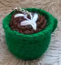 Coffee Cup Keychain Crochet Pattern step 3 - details and accessories