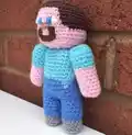 Steve Minecraft Character Amigurumi Pattern step 2 - assembly progress