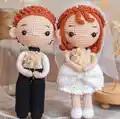 Wedding Couple Amigurumi Pattern step 2 - assembly progress
