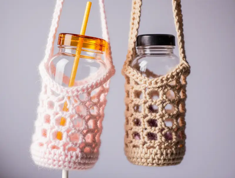 Complimentary Intermediate crochet pattern: Granny Square Pocket Bottle Holder Pattern - Simple to follow guide