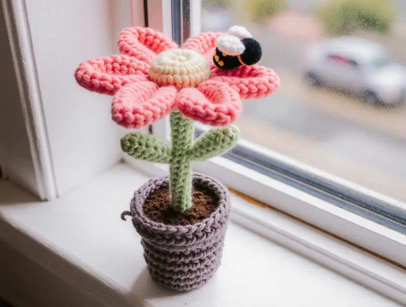 Complimentary Intermediate crochet pattern: Enchanting Flower Blossom in Pot Amigurumi Pattern - Simple to follow guide
