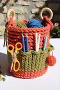 Crochet Caddy Organizer Pattern step 1 - construction progress