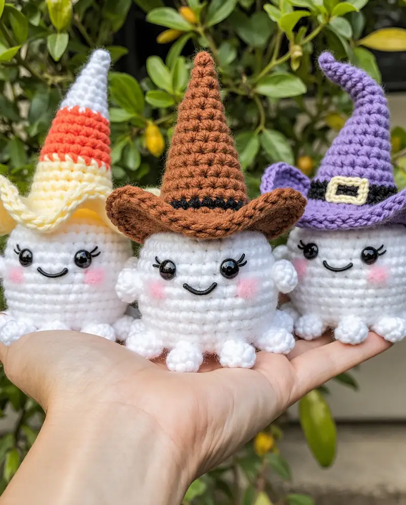 Complimentary Intermediate crochet pattern: No Sew Ghosts Wearing Hats Crochet Pattern - Simple to follow guide