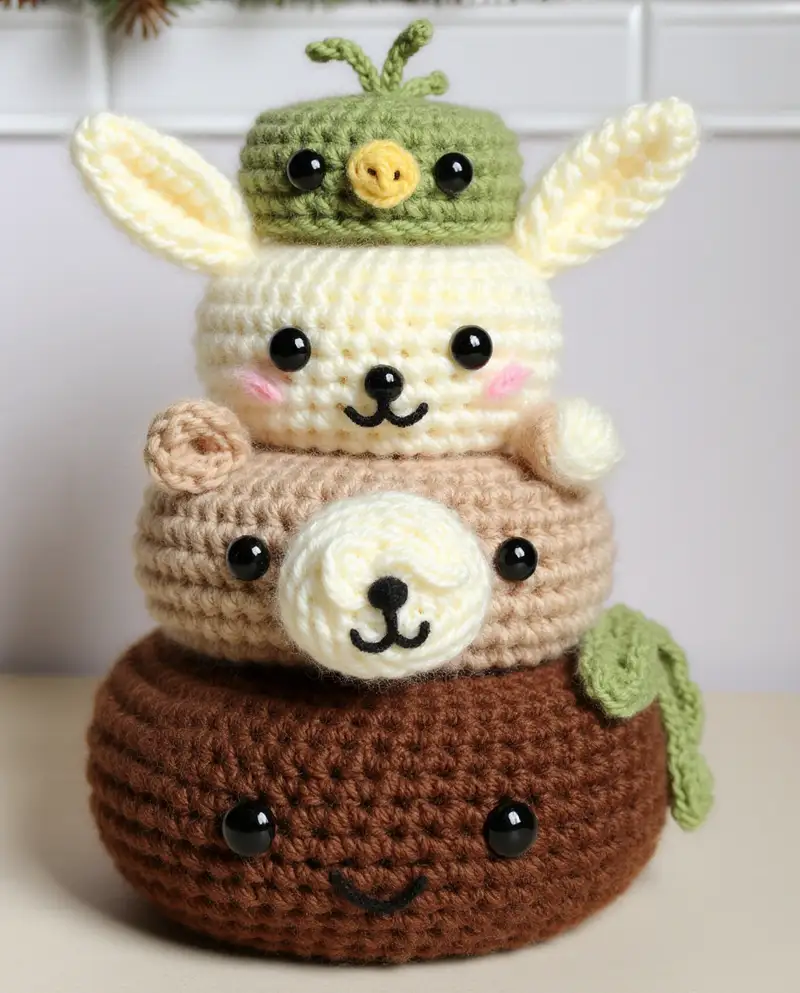 Complimentary Intermediate crochet pattern: Forest Friends Stacking Amigurumi Pattern - Simple to follow guide