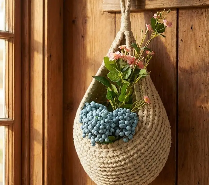 Complimentary Intermediate crochet pattern: Set of 3 Hanging Teardrop Baskets Crochet Pattern - Simple to follow guide