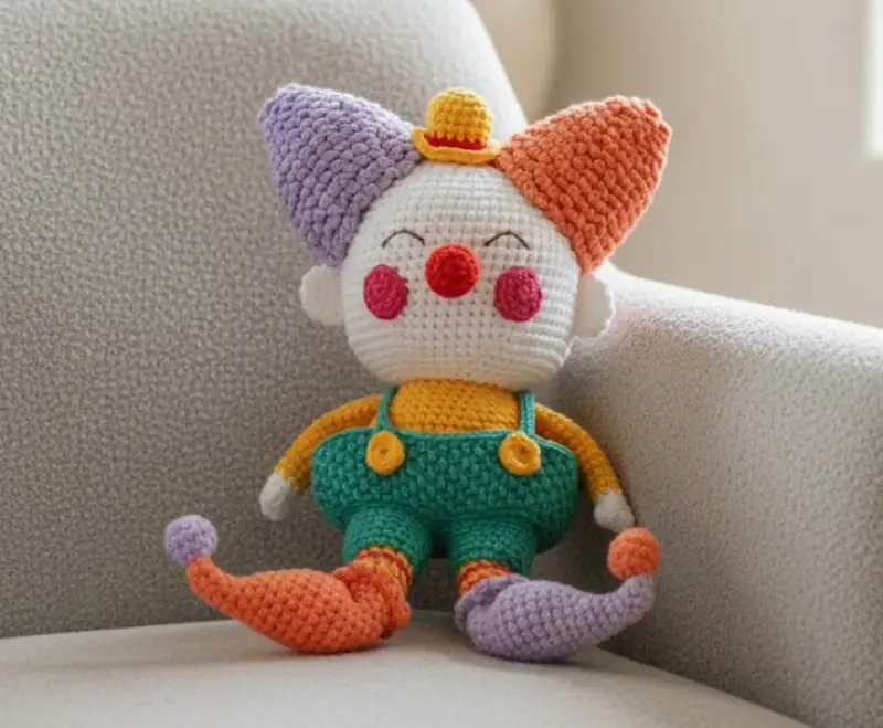 Complimentary Intermediate crochet pattern: Circus Clown Amigurumi Pattern - Simple to follow guide