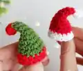 Mini Christmas Santa Hat Ornament Crochet Pattern step 2 - assembly progress