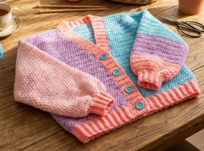 Complimentary Beginner Friendly crochet pattern: Colorblock Oversized Cardigan Pattern - Simple to follow guide